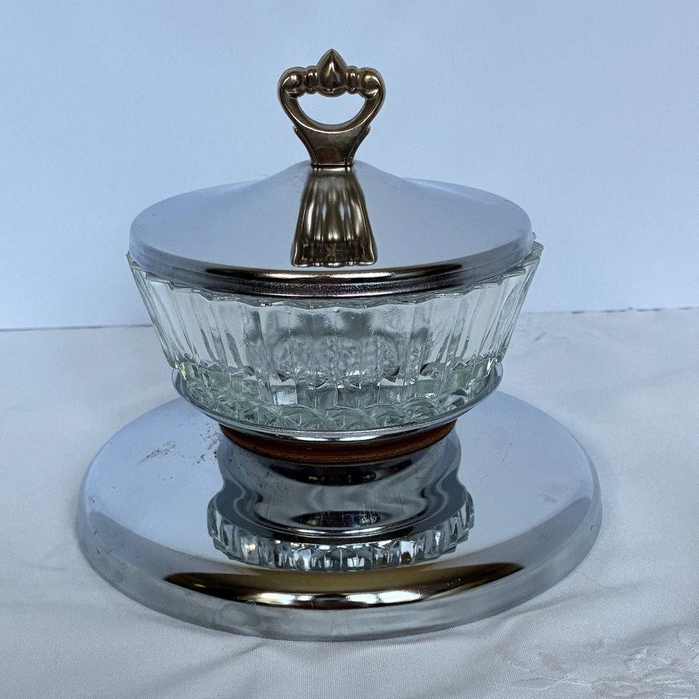 Vtg Kromex Buffeteria Lazy Susan Center Removeable Bowl MCM Hollywood Regency